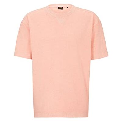 Boss Herr TeNeon överdimensionerad t-shirt av bomullsjersey med logotypbroderi, apelsin, S Boss Herr TeNeon överdimensionerad t-shirt av bomullsjersey med logotypbroderi, apelsin, S