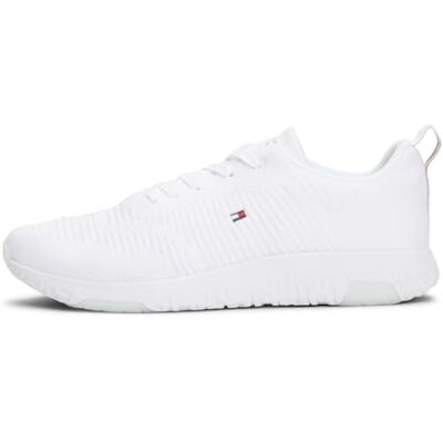 Tommy Hilfiger Corporate Knit Rib Runner Sneaker herr, Vit, 42 EU Tommy Hilfiger Corporate Knit Rib Runner Sneaker herr, Vit, 42 EU