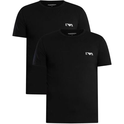 Giorgio Armani mäns feta monogram 2-pack rund hals t-shirt, svart, XL, monterad, Svart/Svart, XL Giorgio Armani mäns feta monogram 2-pack rund hals t-shirt, svart, XL, monterad, Svart/Svart, XL