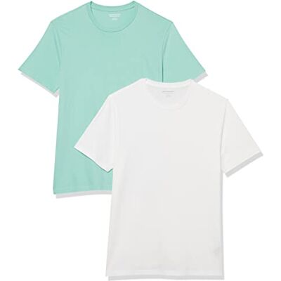 Amazon Essentials Herr Slim-Fit kortärmad T-shirt med rund hals, 2-pack, vattenblå/vit, XX-Large Amazon Essentials Herr Slim-Fit kortärmad T-shirt med rund hals, 2-pack, vattenblå/vit, XX-Large