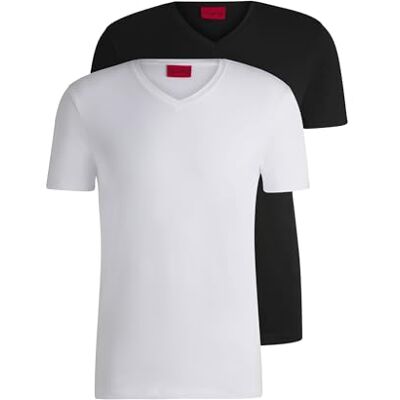 Boss HUGO Herr V tvåpack smal passform t-shirts av stretchbomull, mönstrad, XL Boss HUGO Herr V tvåpack smal passform t-shirts av stretchbomull, mönstrad, XL