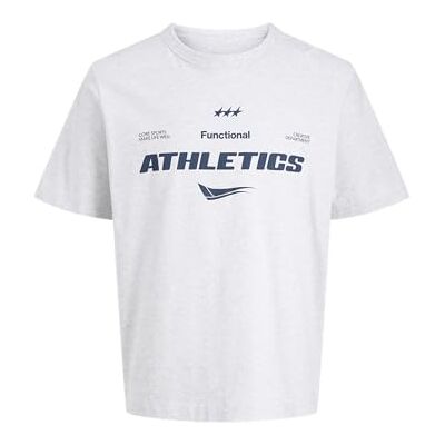 JACK & JONES Jcosignal Graphic Tee Ss Crew Neck, Vit melange, M JACK & JONES Jcosignal Graphic Tee Ss Crew Neck, Vit melange, M