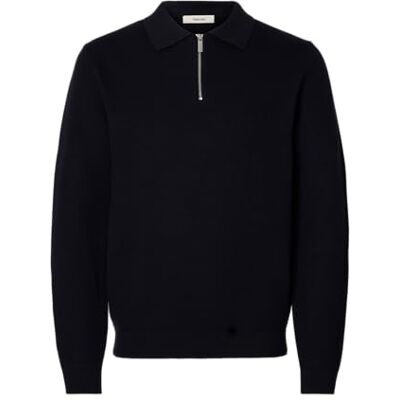 SELECTED HOMME Slhdane Ls Knit Struc Half Zip Polo Noos, Sky Captain, L SELECTED HOMME Slhdane Ls Knit Struc Half Zip Polo Noos, Sky Captain, L