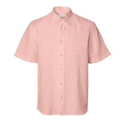 SELECTED MEN Slhregclay linenblend Ss Shirt Cla Noos, Roségryning, M SELECTED MEN Slhregclay linenblend Ss Shirt Cla Noos, Roségryning, M