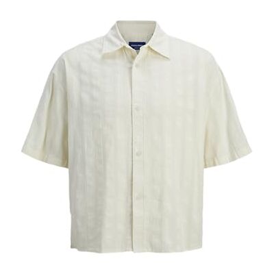 JACK & JONES Jorbillyburg Texture Shirt Ss, Antik vit, XXL JACK & JONES Jorbillyburg Texture Shirt Ss, Antik vit, XXL