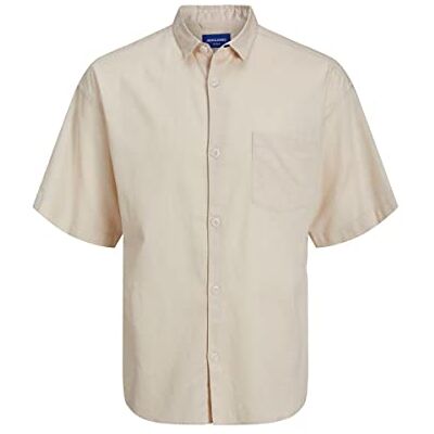 JACK & JONES Herrar Jorflores linne skjorta Ss skjorta, Moonbeam, M JACK & JONES Herrar Jorflores linne skjorta Ss skjorta, Moonbeam, M