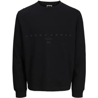 JACK & JONES Jcolido märked sweat crew neck, svart, S JACK & JONES Jcolido märked sweat crew neck, svart, S