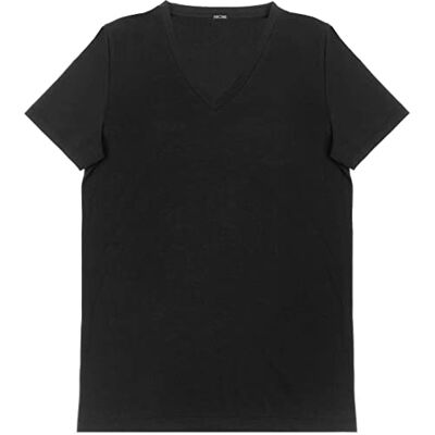 HOM , Supreme bomull V-ringad t-shirt, herr, Svart, S HOM , Supreme bomull V-ringad t-shirt, herr, Svart, S