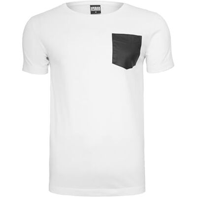 Urban Classics mäns läder imitation ficka t-shirt t-shirt, Flerfärgad (Wht/Blk 00224), L Urban Classics mäns läder imitation ficka t-shirt t-shirt, Flerfärgad (Wht/Blk 00224), L