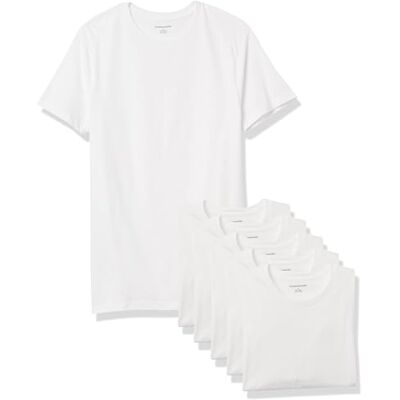 Amazon Essentials Herren Undertröjor i Bomull med Smal passform och Rund Hals, Vit, XL Amazon Essentials Herren Undertröjor i Bomull med Smal passform och Rund Hals, Vit, XL