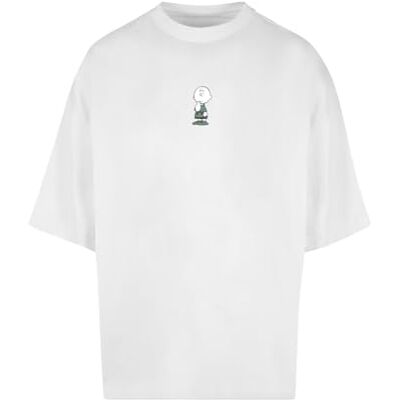 MERCHCODE Peanuts T-shirt för män – Charlie Brown Huge Tee, överdimensionerad passform, bomull 100 percent, L, Vit, L MERCHCODE Peanuts T-shirt för män – Charlie Brown Huge Tee, överdimensionerad passform, bomull 100 percent, L, Vit, L
