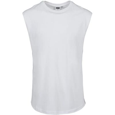 Urban Classics T-shirt för män, öppen kant, ärmlös t-shirt, för män, rund hals, bomull, finns i många färger, storlekar XS-5XL, Vit, L Urban Classics T-shirt för män, öppen kant, ärmlös t-shirt, för män, rund hals, bomull, finns i många färger, storlekar XS-5XL, Vit, L