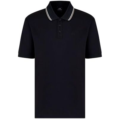 Giorgio Armani Men's Utitlity Edge, collar Stripes, broderad logotyp, normal passform, svart, S, svart, S Giorgio Armani Men's Utitlity Edge, collar Stripes, broderad logotyp, normal passform, svart, S, svart, S