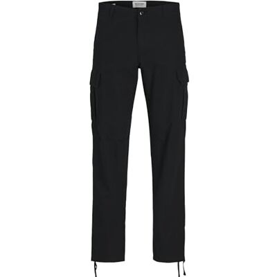 JACK & JONES Cargobyxor för män löst skurna cargobyxor, svart, 36W / 32L JACK & JONES Cargobyxor för män löst skurna cargobyxor, svart, 36W / 32L
