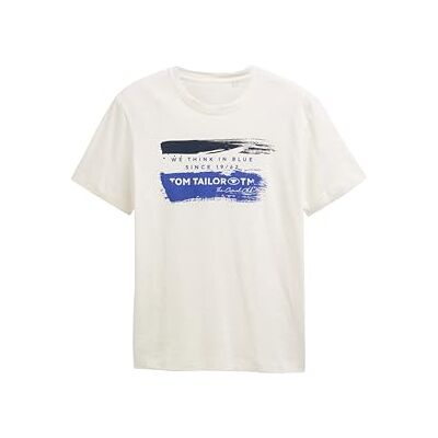TOM TAILOR T-shirt för män, 35619 – vit fin remsa, S TOM TAILOR T-shirt för män, 35619 – vit fin remsa, S