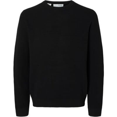 SELECTED HOMME SELETED HOMME SLHROSS LS stickad struktur crew neck NOOS, svart, L SELECTED HOMME SELETED HOMME SLHROSS LS stickad struktur crew neck NOOS, svart, L
