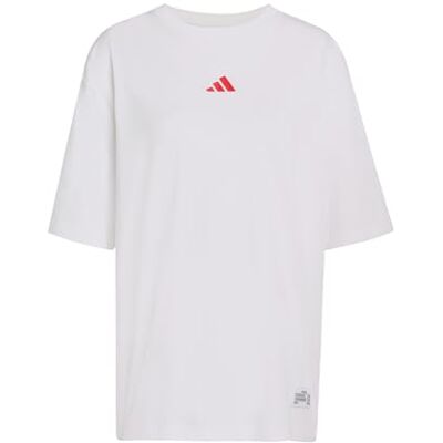 adidas Kobiety MINI EMBROIDERY OVERSIZED GRAPHIC T-SHIRT, white/pure ruby, L adidas Kobiety MINI EMBROIDERY OVERSIZED GRAPHIC T-SHIRT, white/pure ruby, L