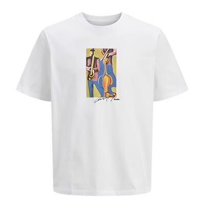 JACK & JONES Jormanchester Cubism Front Tee Ss Cn, Ljus vit, L JACK & JONES Jormanchester Cubism Front Tee Ss Cn, Ljus vit, L