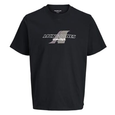 JACK & JONES Jcotier Front Print Tee Ss Crew Neck, svart, L JACK & JONES Jcotier Front Print Tee Ss Crew Neck, svart, L