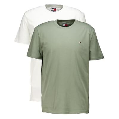 Tommy Jeans herr TJM XSLIM 2-PACK Jersey TEE EXT DM0DM20687, Multi, XS, Multi (Ecru/Utility Sage), XS Tommy Jeans herr TJM XSLIM 2-PACK Jersey TEE EXT DM0DM20687, Multi, XS, Multi (Ecru/Utility Sage), XS