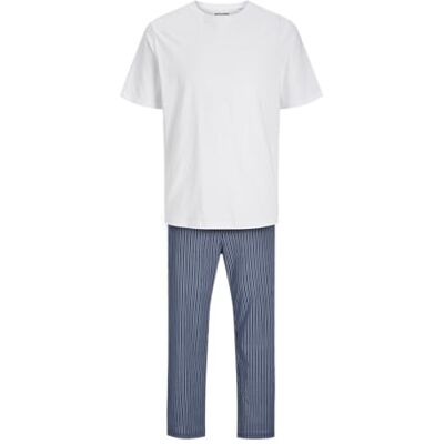 JACK & JONES JACK&JONES Jacbacis te och vävda byxor giftbox, Vit/förpackning: byxor blå/vita ränder, L JACK & JONES JACK&JONES Jacbacis te och vävda byxor giftbox, Vit/förpackning: byxor blå/vita ränder, L