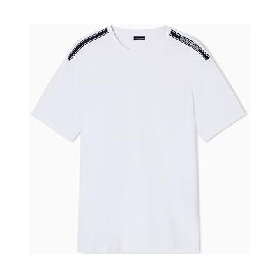 Giorgio Armani Herr LOGOTAPE Crew Neck T-Shirt Vit L Giorgio Armani Herr LOGOTAPE Crew Neck T-Shirt Vit L
