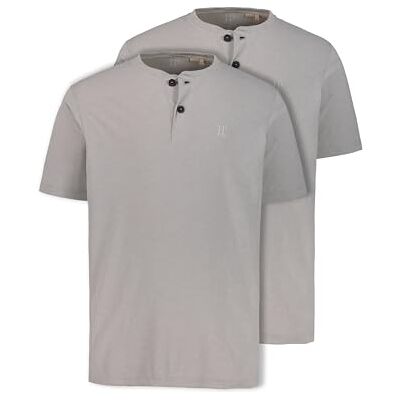 JP 1880 herrstora storlekar, överdimensionerade herrkläder, L-8XL Henleys, basic, 2-pack, rund hals, knapplist, upp till 8 XL 708420, Grå melange, 6XL JP 1880 herrstora storlekar, överdimensionerade herrkläder, L-8XL Henleys, basic, 2-pack, rund hals, knapplist, upp till 8 XL 708420, Grå melange, 6XL