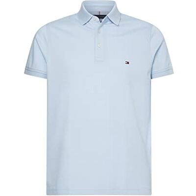 Tommy Hilfiger Pikétröja 1985 bomull stretch herr, Blå (Breezy Blue), XL Tommy Hilfiger Pikétröja 1985 bomull stretch herr, Blå (Breezy Blue), XL