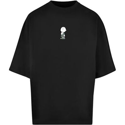 MERCHCODE Peanuts T-shirt för män – Charlie Brown Huge Tee, överdimensionerad passform, bomull 100 percent, L, svart, L MERCHCODE Peanuts T-shirt för män – Charlie Brown Huge Tee, överdimensionerad passform, bomull 100 percent, L, svart, L