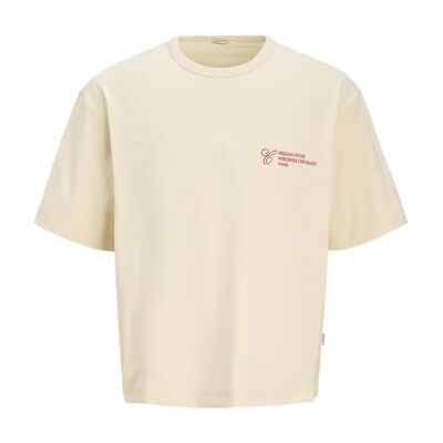 JACK & JONES Jorcorfu Emb Tee Ss Crew Neck, Antik vit, S JACK & JONES Jorcorfu Emb Tee Ss Crew Neck, Antik vit, S