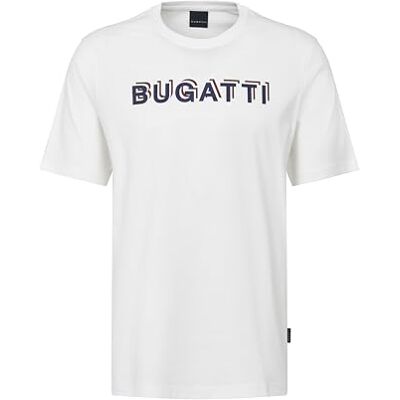 bugatti herr t-shirt rund hals logotyp tryck kortärmad modern passform, 10 vit, M bugatti herr t-shirt rund hals logotyp tryck kortärmad modern passform, 10 vit, M