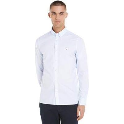 Tommy Hilfiger mäns Slim Fit spetsig krage skjorta, Blå (Optisk vit/kärl blå), 3XL Tommy Hilfiger mäns Slim Fit spetsig krage skjorta, Blå (Optisk vit/kärl blå), 3XL