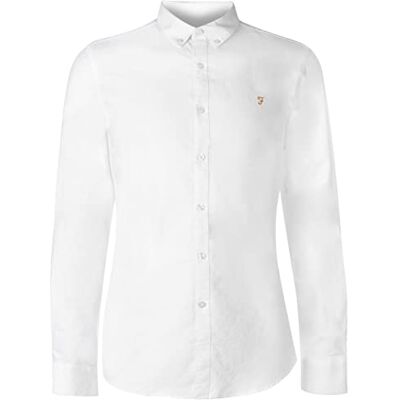 Farah Herr Brewer Cotton Oxford Slim Fit skjorta skjorta, Vit, XL Farah Herr Brewer Cotton Oxford Slim Fit skjorta skjorta, Vit, XL