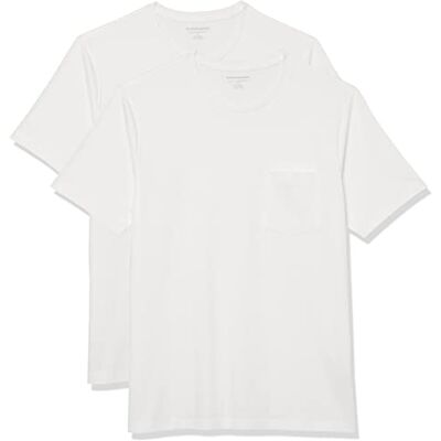 Amazon Essentials mäns Slim-Fit kortärmad rund hals ficka t-shirt, paket med 2, vit, X-Small Amazon Essentials mäns Slim-Fit kortärmad rund hals ficka t-shirt, paket med 2, vit, X-Small