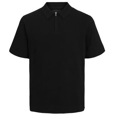 JACK & JONES Jprblamilano Spring Knit Polo Ss Sn, svart, M JACK & JONES Jprblamilano Spring Knit Polo Ss Sn, svart, M