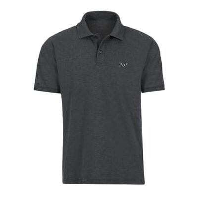 Trigema Pikétröja för män, Grå (Antracit-melange 109), XL Trigema Pikétröja för män, Grå (Antracit-melange 109), XL