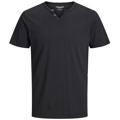 JACK & JONES Herr Jjesplit Neck Tee Ss Noos T-shirt, Svart/passform: smal, XL JACK & JONES Herr Jjesplit Neck Tee Ss Noos T-shirt, Svart/passform: smal, XL