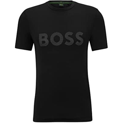 Boss Herr Tee Active Slim Fit T-shirt med dekorativ reflekterande logotyp, svart, XL Boss Herr Tee Active Slim Fit T-shirt med dekorativ reflekterande logotyp, svart, XL