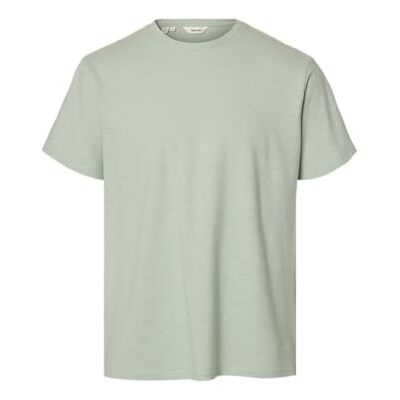 SELECTED MEN Slhadam Linen Blend Ss Tee Noos, Aqua Gray, XXL SELECTED MEN Slhadam Linen Blend Ss Tee Noos, Aqua Gray, XXL