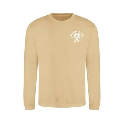 AMERICAN COLLEGE USA Tröja tröja med tryck varma kläder blandade män och kvinnor casual modell ACSCRW6 Beige M, Beige färg, M AMERICAN COLLEGE USA Tröja tröja med tryck varma kläder blandade män och kvinnor casual modell ACSCRW6 Beige M, Beige färg, M