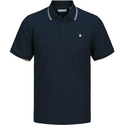 JACK & JONES pikétröja för män plus size logo pikétröja, Sky Captain, 4XL JACK & JONES pikétröja för män plus size logo pikétröja, Sky Captain, 4XL