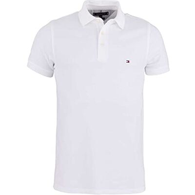 Tommy Hilfiger Herr Kortärmad 1985 Slim Fit Pikétröja, Vit (vit), M Tommy Hilfiger Herr Kortärmad 1985 Slim Fit Pikétröja, Vit (vit), M