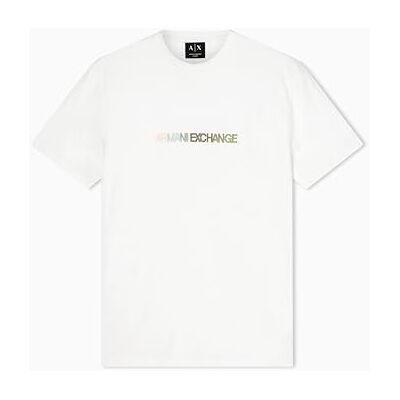 Giorgio Armani Men's 3D broderad flerfärgad logo t-shirt, off vit, S Giorgio Armani Men's 3D broderad flerfärgad logo t-shirt, off vit, S