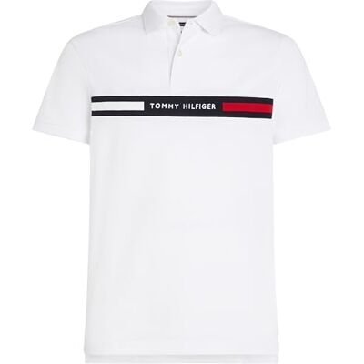 Tommy Hilfiger herr kortärmad bröstinsats normal passform pikétröja, Vit (vit), XL Tommy Hilfiger herr kortärmad bröstinsats normal passform pikétröja, Vit (vit), XL