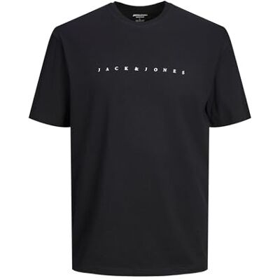 JACK & JONES basic t-shirt logotyp tryck kortärmad skjorta rund hals kortärmad plus storlek överdimensionerad JJESTAR, svart, XXL JACK & JONES basic t-shirt logotyp tryck kortärmad skjorta rund hals kortärmad plus storlek överdimensionerad JJESTAR, svart, XXL