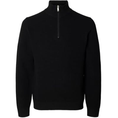 SELECTED MEN Slhross Ls stickad struktur halv dragkedja Noos, svart, L SELECTED MEN Slhross Ls stickad struktur halv dragkedja Noos, svart, L