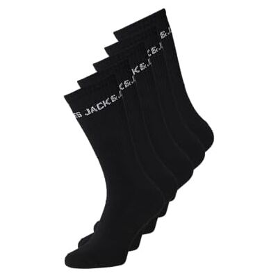 JACK & JONES Jacbasic Logo Tennis Strumpor 5 Pac Pls Noos, svart, 43-46 EU JACK & JONES Jacbasic Logo Tennis Strumpor 5 Pac Pls Noos, svart, 43-46 EU