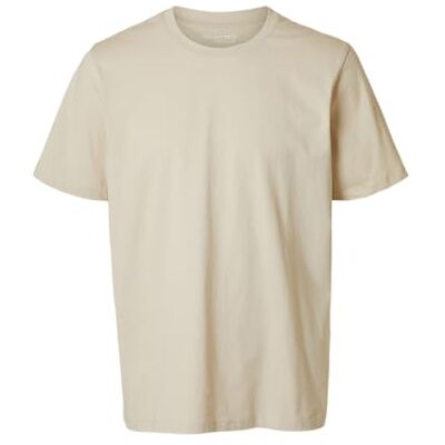 SELECTED HOMME T-shirt för män normal, Havregryn, XL SELECTED HOMME T-shirt för män normal, Havregryn, XL