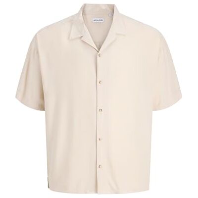 JACK & JONES Jjejeff Resort Solid Shirt Ss Sn, Moonbeam, M JACK & JONES Jjejeff Resort Solid Shirt Ss Sn, Moonbeam, M