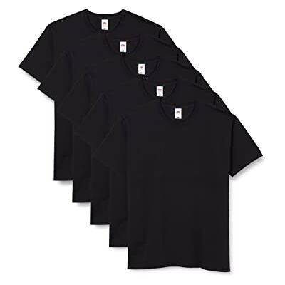 Fruit of the Loom Herr T-shirt ikonisk T-shirt, lätt ringspunnen T-shirt, 5-pack, Svart (svart 36), 3XL Fruit of the Loom Herr T-shirt ikonisk T-shirt, lätt ringspunnen T-shirt, 5-pack, Svart (svart 36), 3XL